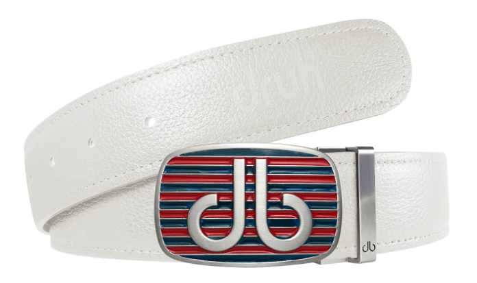 White / Stripe Full Grain Leather Belts Druh Belts and Buckles | US & Canada