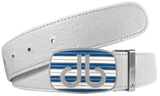 White / Stripe Ostrich Leather Belts Druh Belts and Buckles | US & Canada