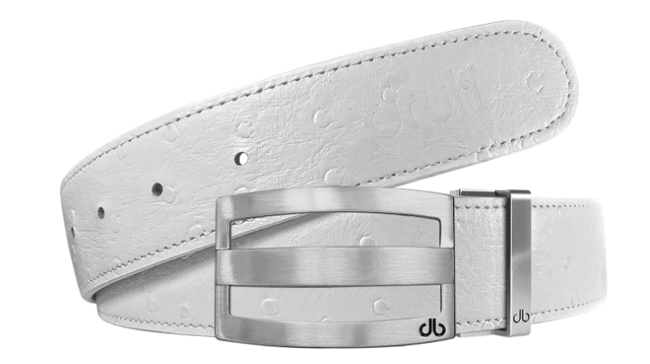 White / Three Bar Ostrich Leather Belts Druh Belts and Buckles | US & Canada