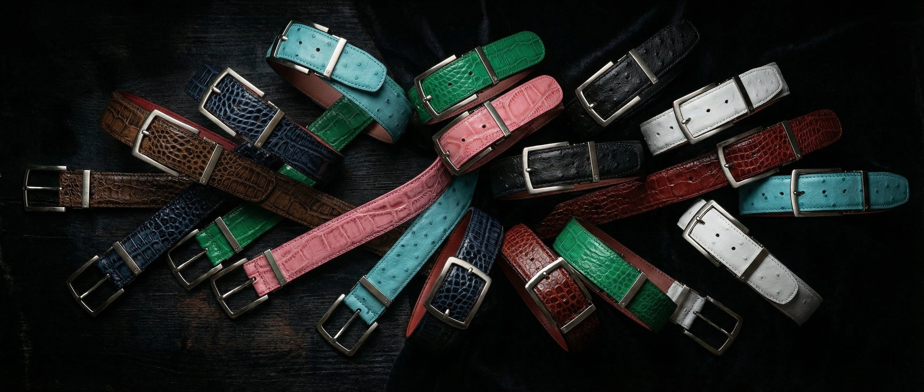 DRUH premium leather belts in a variety of colors and textures