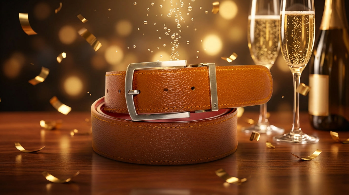 Full grain leather belt on golf course